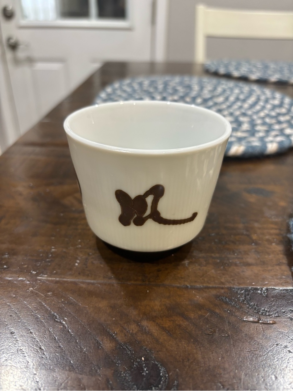 Japanese Tea Cup with Brown Signature Accent